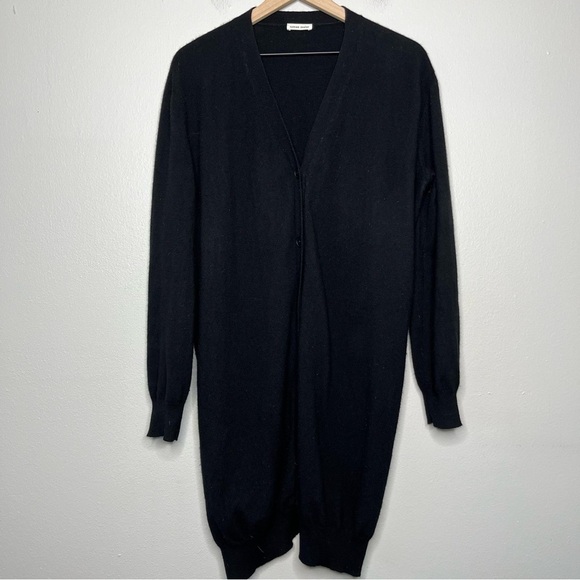 Tomas Maier Women 100% Cashmere Sweater Cardigan‎ 8 Black Longline Crop Back - Picture 1 of 10